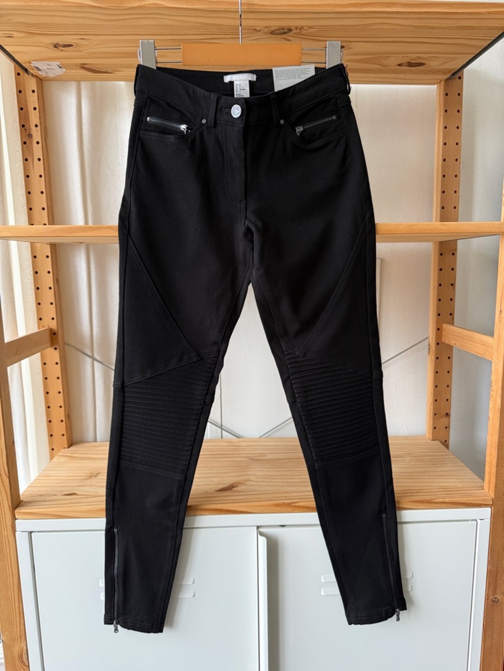 Black Moto Skinny Jeans w/ Zip Pocket Accents